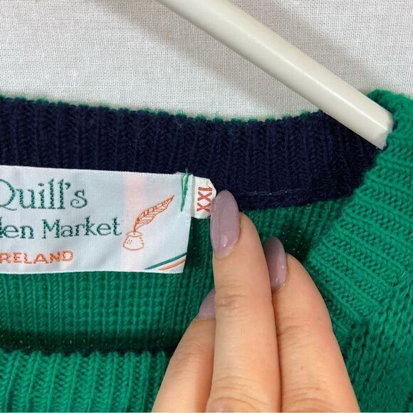 Vintage Quill’s Woollen Market Ireland Sweater Navy‎ and Green Size XXL - Picture 6 of 12